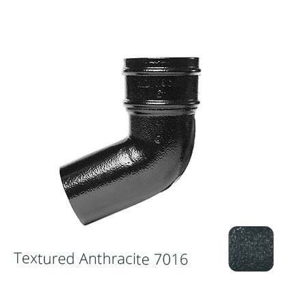 76mm (3") Cast Aluminium Downpipe 112 Degree Bend without Ears - Textured Anthracite Grey RAL 7016 - Trade Warehouse
