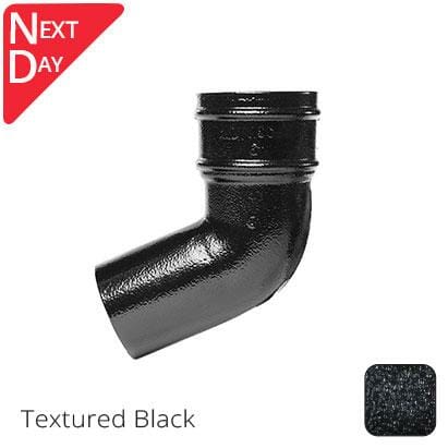 76mm (3") Cast Aluminium Downpipe 112 Degree Bend without Ears - Textured Black - Trade Warehouse