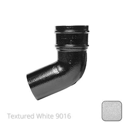 76mm (3") Cast Aluminium Downpipe 112 Degree Bend without Ears - Textured Traffic White RAL 9016 - Trade Warehouse