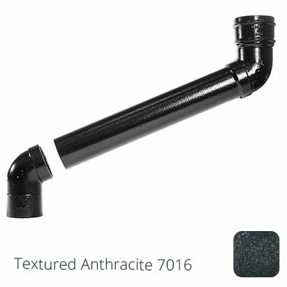 76mm (3") Cast Aluminium Downpipe 400mm (max) Adjustable Offset - Textured Anthracite Grey RAL 7016 - Trade Warehouse