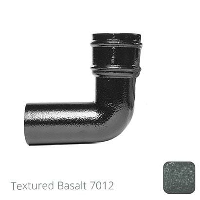 76mm (3") Cast Aluminium Downpipe 90 Degree Bend without Ears - Textured Basalt Grey RAL 7012 - Trade Warehouse