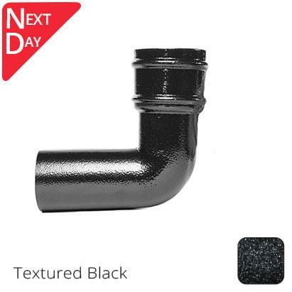 76mm (3") Cast Aluminium Downpipe 90 Degree Bend without Ears - Textured Black - Trade Warehouse