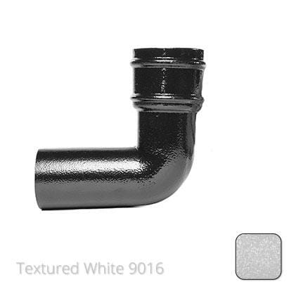76mm (3") Cast Aluminium Downpipe 90 Degree Bend without Ears - Textured Traffic White RAL 9016 - Trade Warehouse