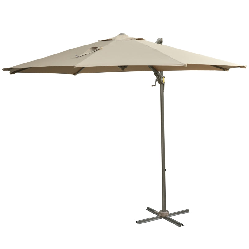 3m Beach Hanging Umbrella Parasol - Khaki