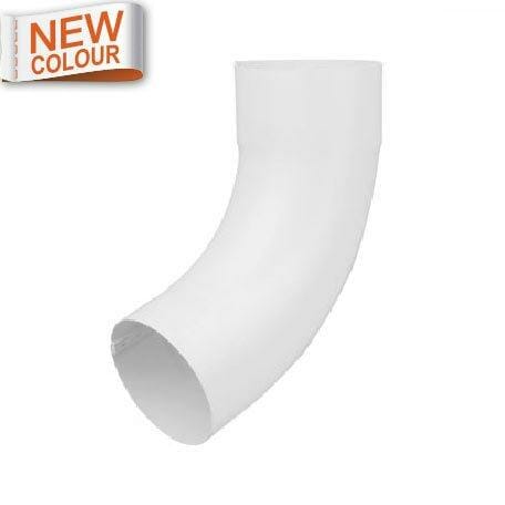 80mm 9016M White Galvanised Steel Downpipe 70 degree Bend - Trade Warehouse