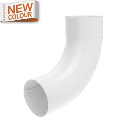 80mm 9016M White Galvanised Steel Downpipe 90 degree Bend - Trade Warehouse