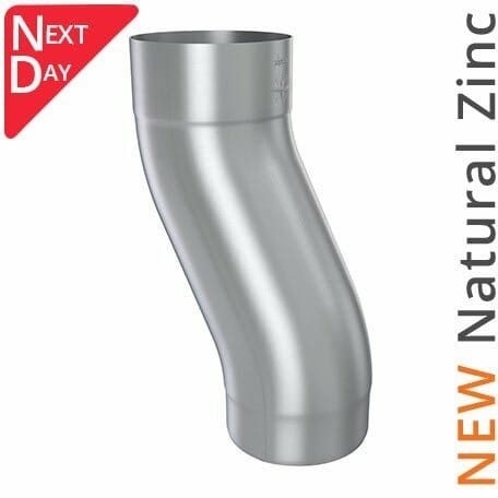 80mm Natural Zinc Downpipe 60mm Projection Fixed Offset - Trade Warehouse
