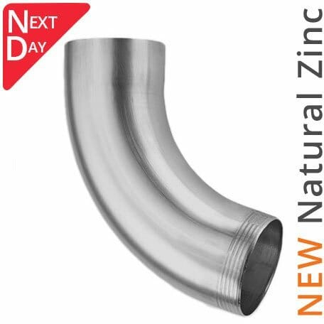 80mm Natural Zinc Downpipe 70 Degree Bend - Trade Warehouse