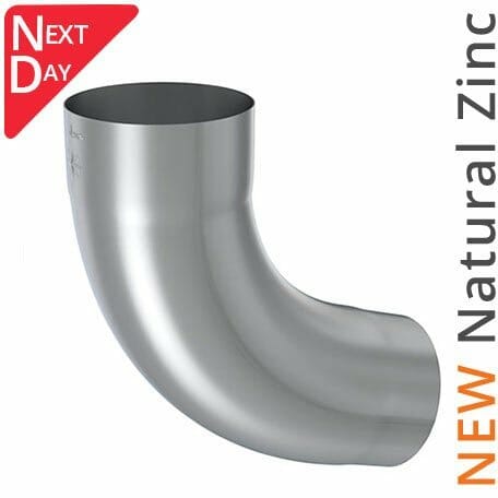 80mm Natural Zinc Downpipe 90 Degree Bend - Trade Warehouse