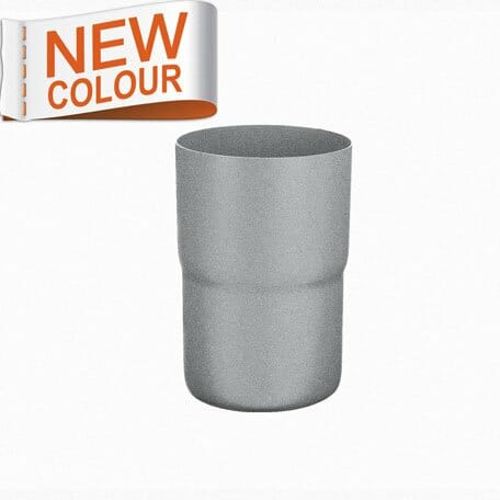 80mm RAL 9007 'Grey Aluminium' Galvanised Steel Downpipe Loose Connector - Trade Warehouse