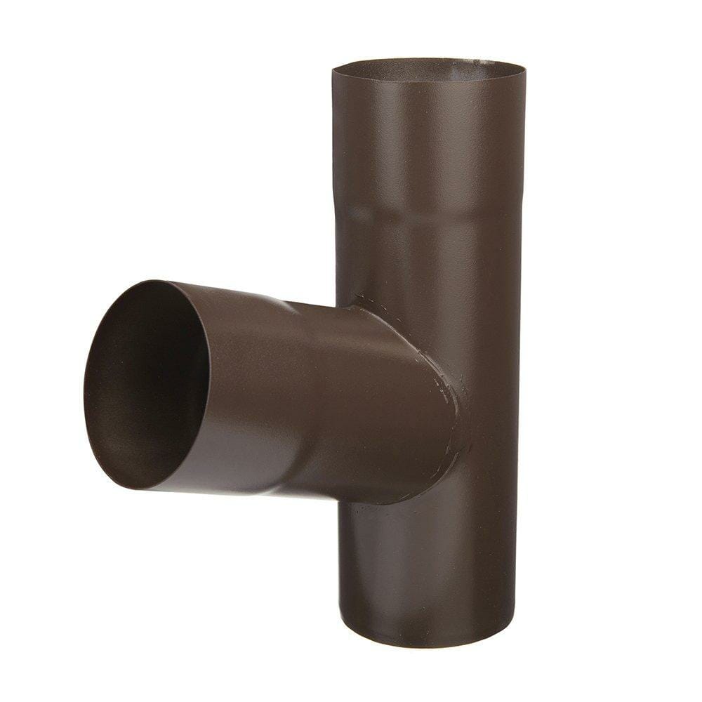 80mm Sepia Brown Galvanised Steel Downpipe 70 Degree Branch - Trade Warehouse