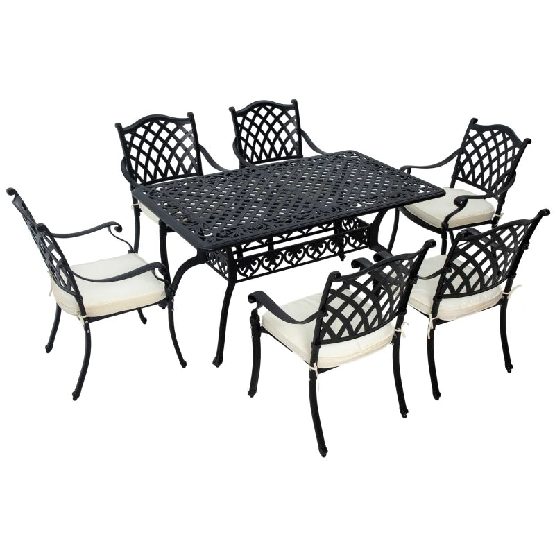 Black 7 Piece Aluminium Dining Set