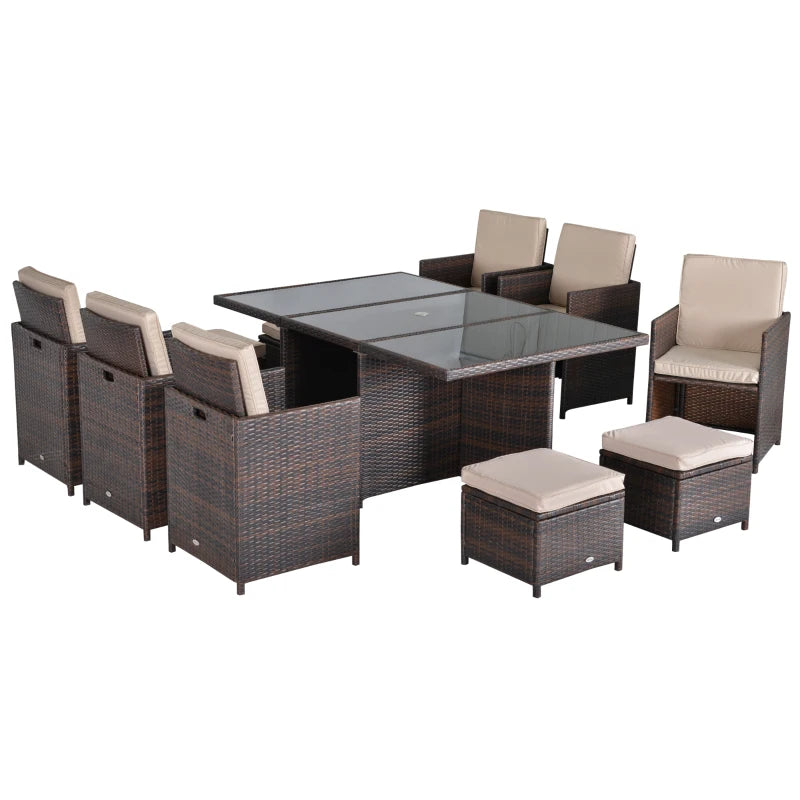 Mixed Brown 10 Seater Cubed Rattan Dining Set
