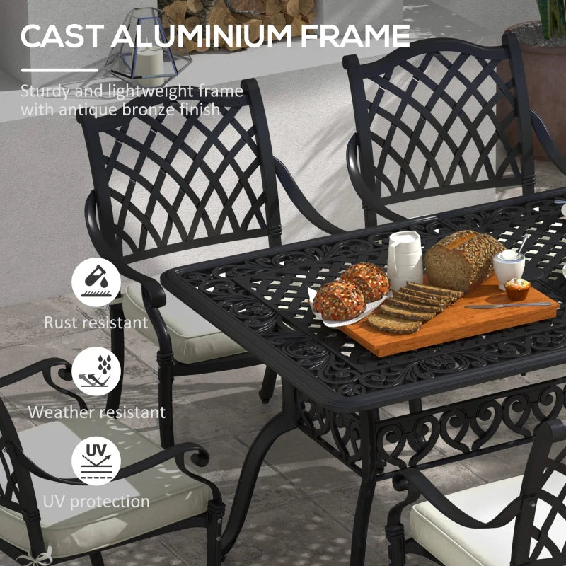 Black 7 Piece Aluminium Dining Set