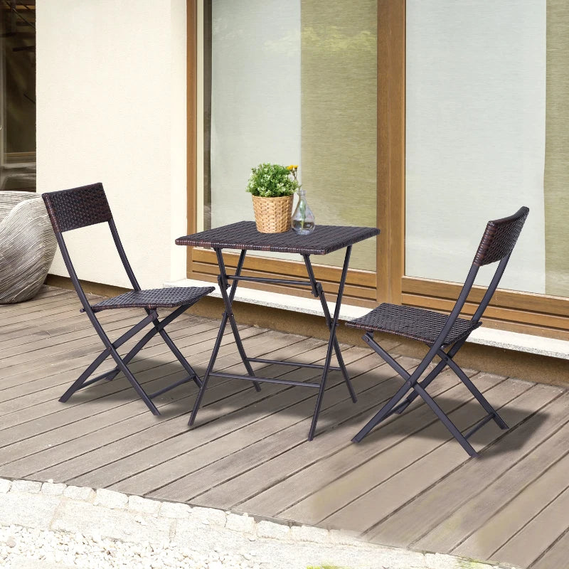 2-Seater Rattan Bistro Set With 1 table and 2 Chairs