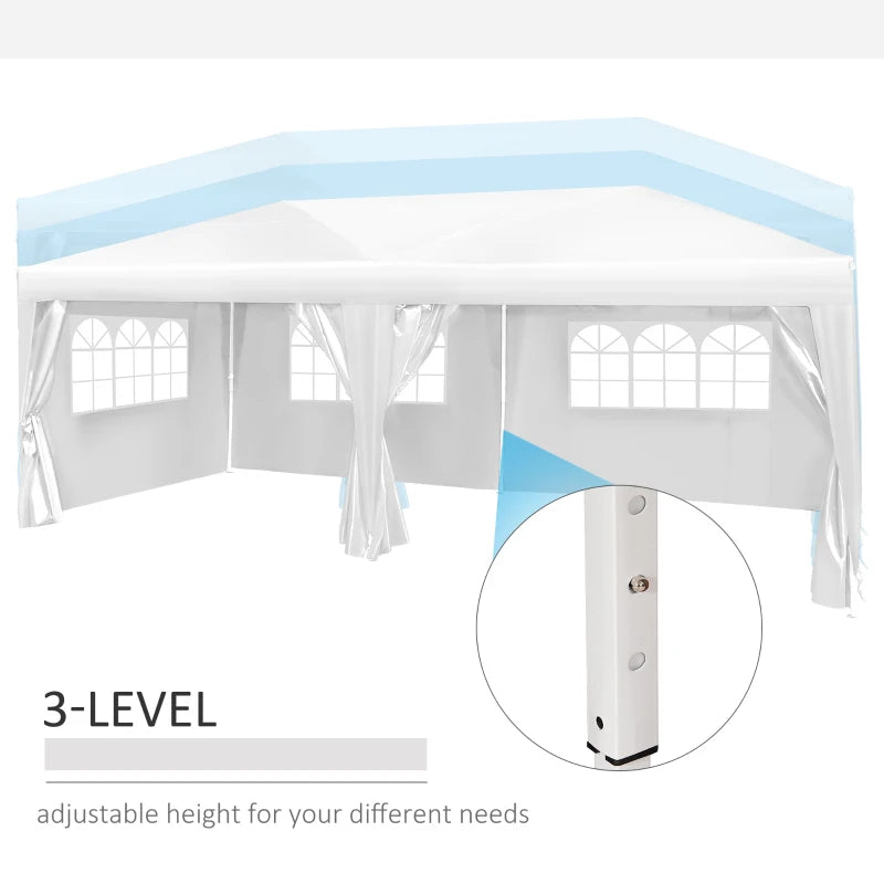 3m x 6m White Pop Up Gazebo With Free Storage Bag