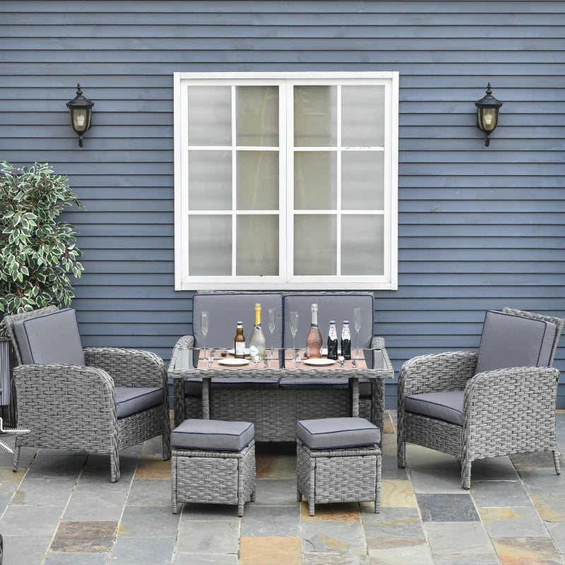 All Weather Rattan Dining Set With Armchairs