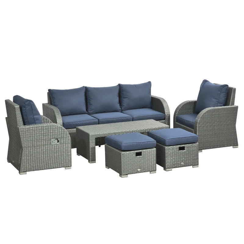 3-Seater Rattan Sofa With 2 Armchairs and 2 Footstools + Coffee Table