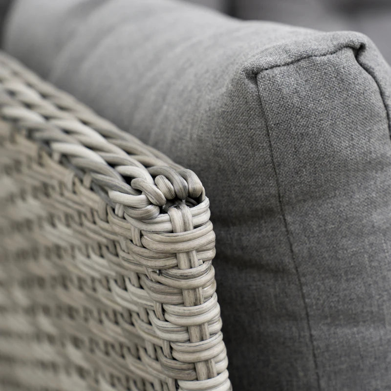 Grey 6 Piece Rattan Corner Sofa With Soft Padded Cushions & Liftable Coffee Table