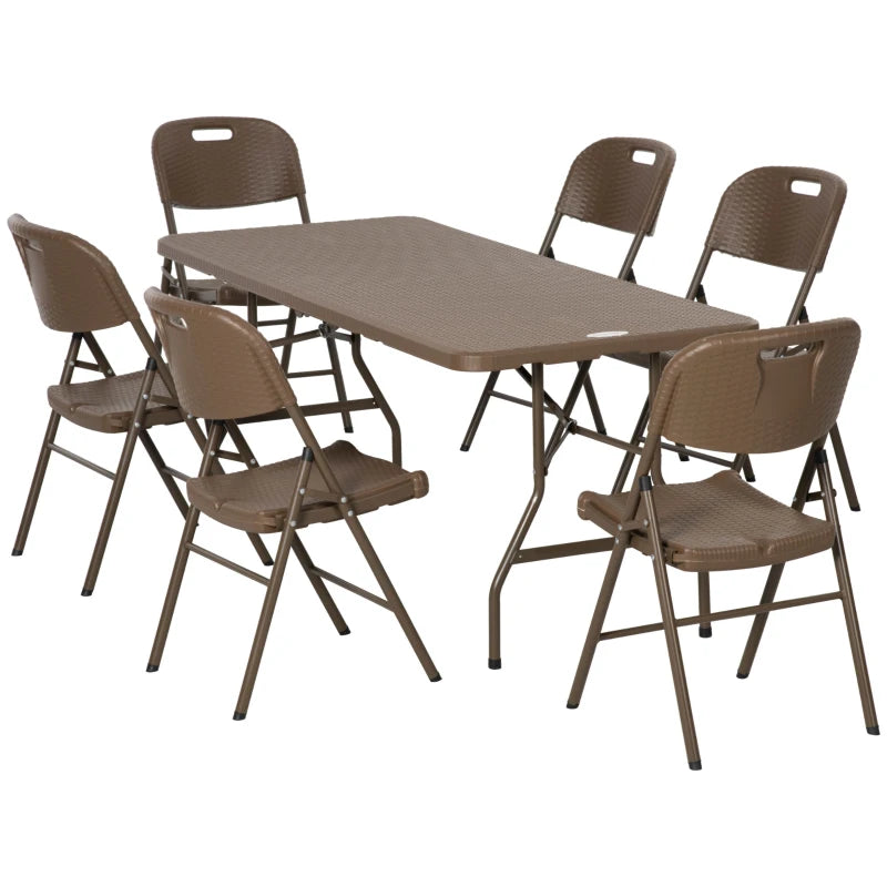 7 Seater Brown Foldable Dining Set