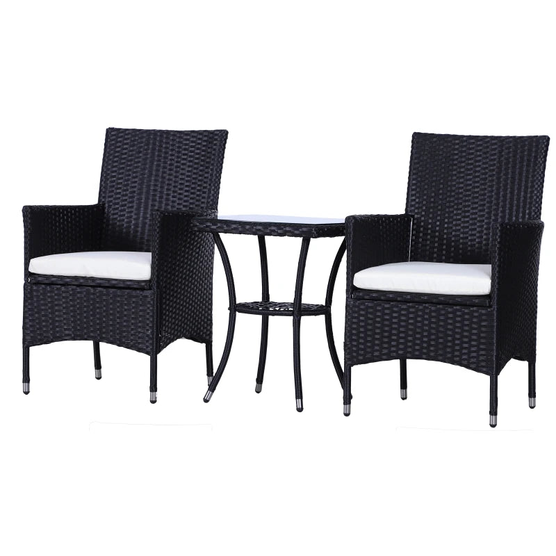 Black 3 Piece Rattan Bistro Set