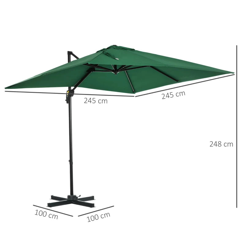 Green Square Parasol With 360° Rotation