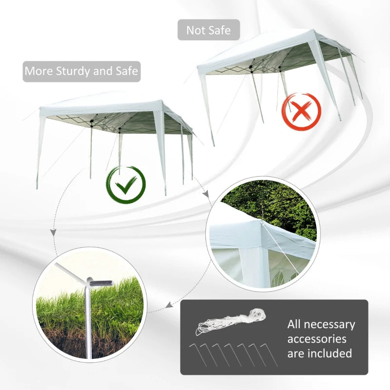 3m x 6m White Pop Up Gazebo With Free Storage Bag