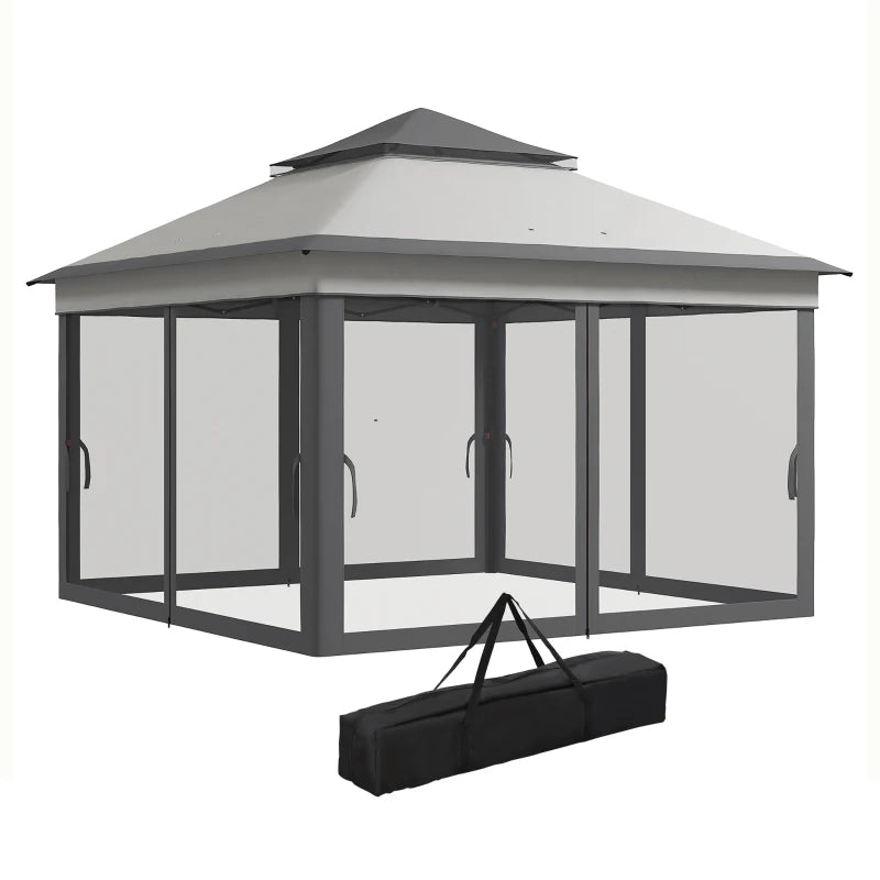 Grey 3m x 3m Pop Up Gazebo - Height Adjustable - Instant Event Shelter