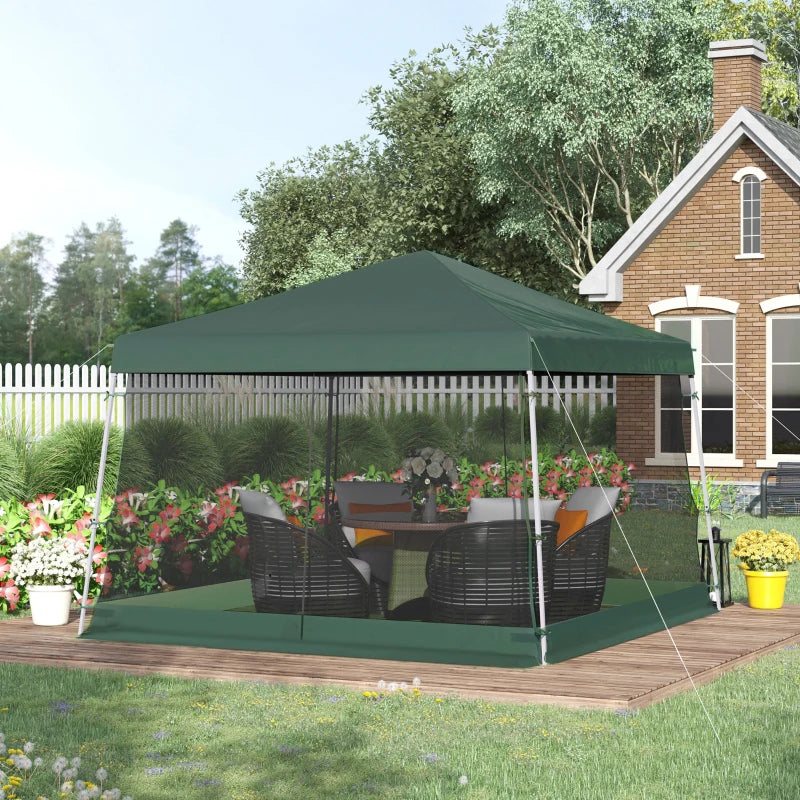 Green Outdoor Garden Pop-up Gazebo Canopy Tent Swith Mesh Screen Side Walls