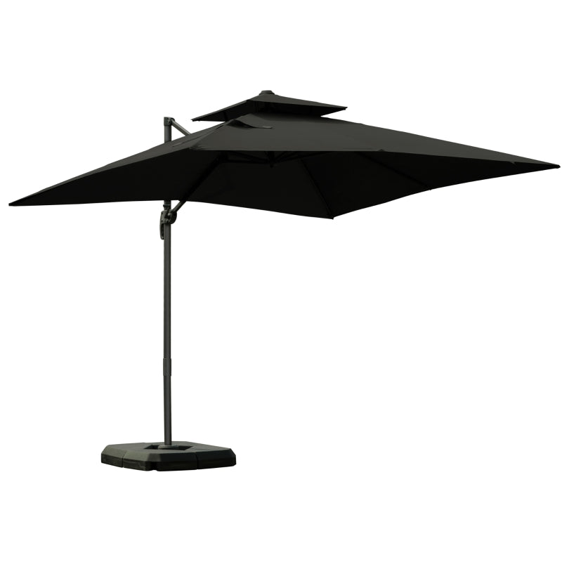 Black Square Parasol With 360° Rotation