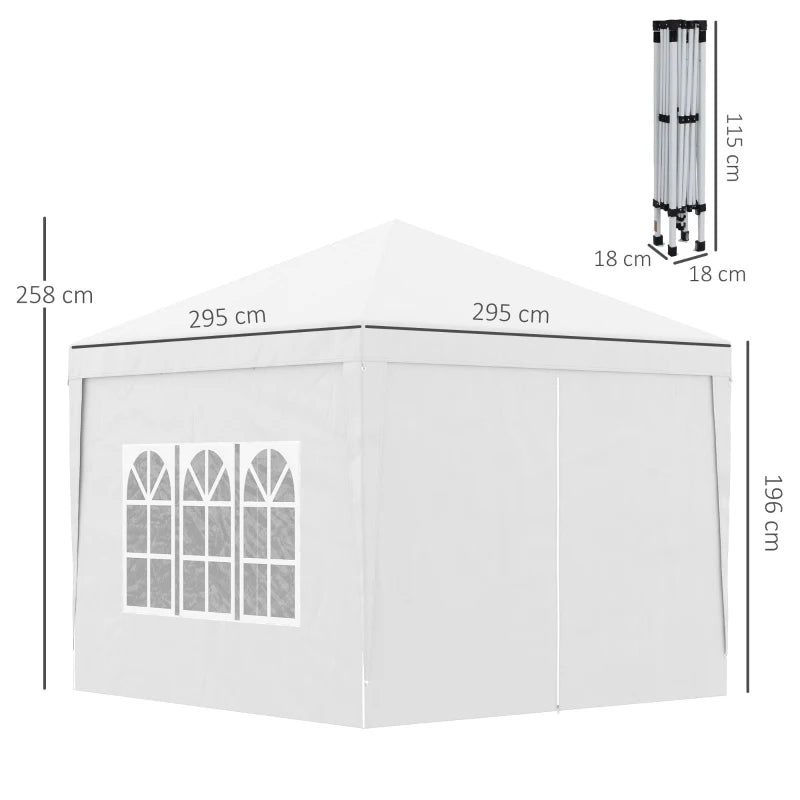 3m x 3m White Pop Up Gazebo