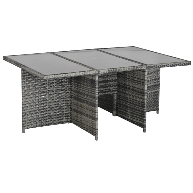 Mixed Grey 10 Seater Cubed Rattan Dining Set