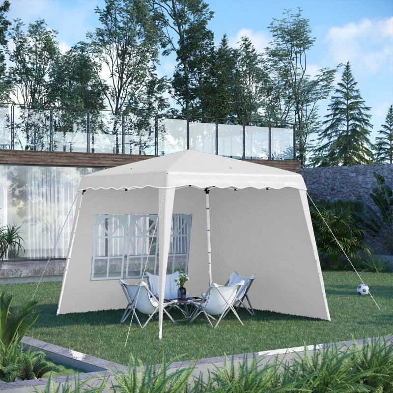 Pop Up Gazebo with 2 Sides, Slant Legs and Carry Bag