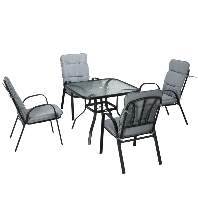 Black 5 Piece Outdoor Square Dining Set