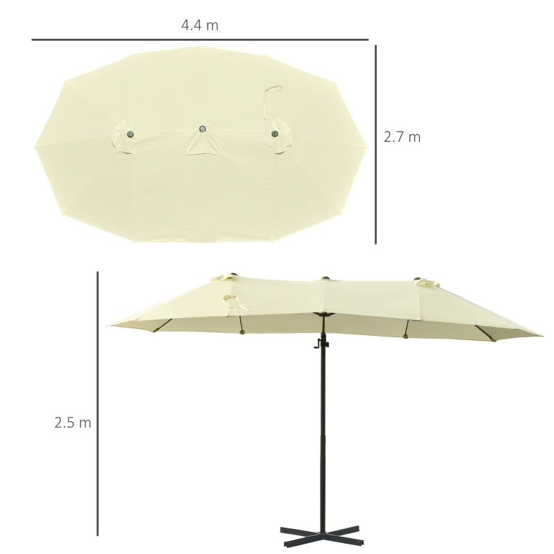Beige Double Canopy Offset Parasol With Steel Pole