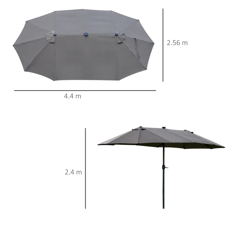 4.4m Dark Grey Patio Shade With LED Solar Lights