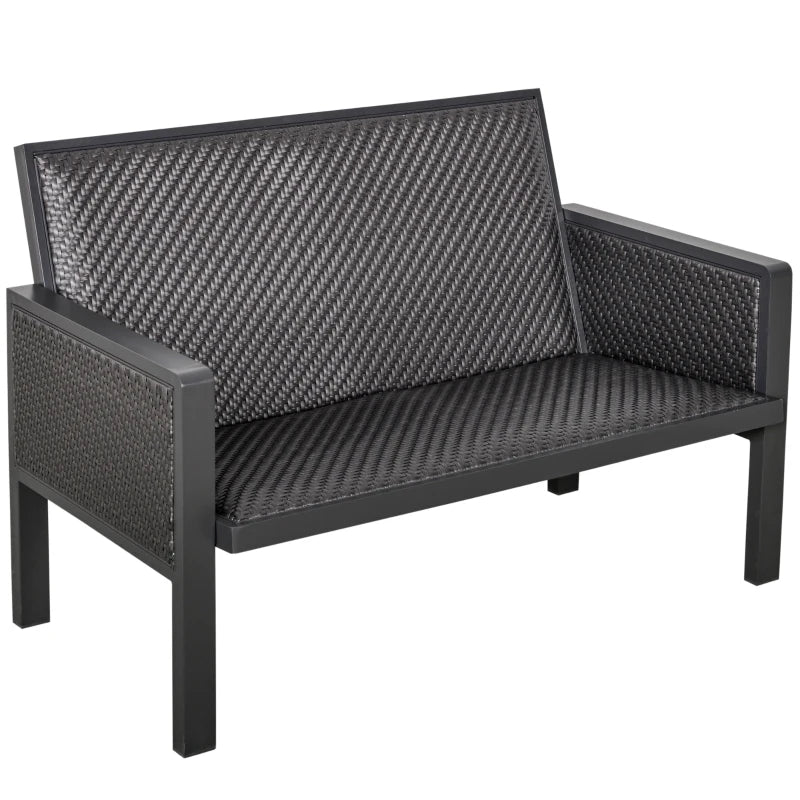 Deep Grey 4 Piece Aluminum PE Rattan Sofa Set With Coffee Table