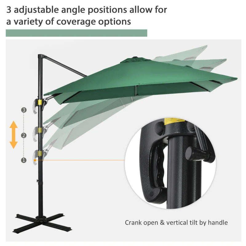 Green Square Parasol With 360° Rotation