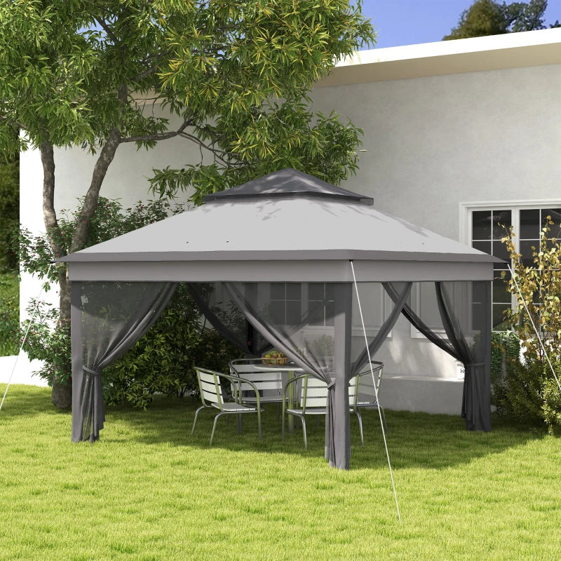 Grey 3m x 3m Pop Up Gazebo Height Adjustable Instant Event