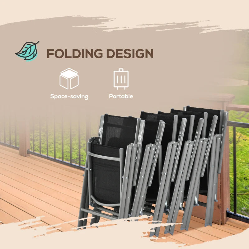 6 Seater Outdoor Aluminium Dining Ensemble - Foldable Chairs