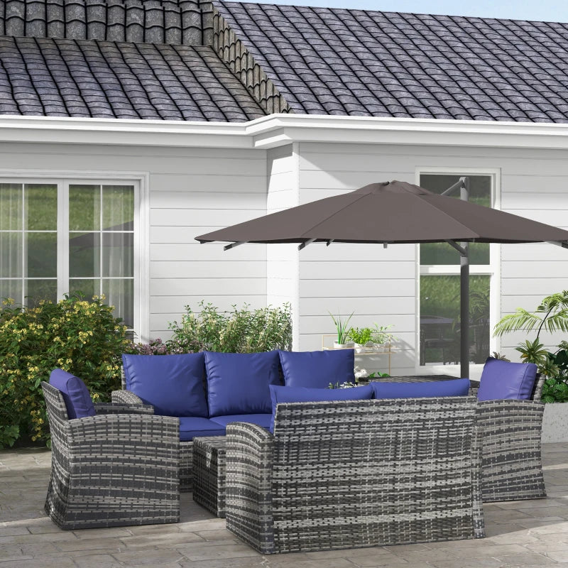 Navy 6 Piece Rattan Sofa Set With Storage Table