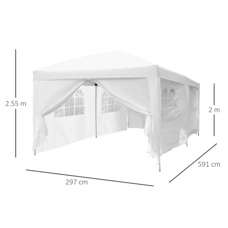 3m x 6m White Pop Up Gazebo With Free Storage Bag