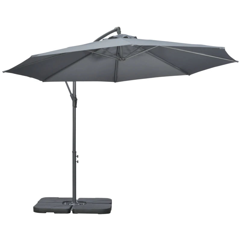 2.47H x 2.92m Dark Grey Banana Parasol With Adjustable Crank Handle