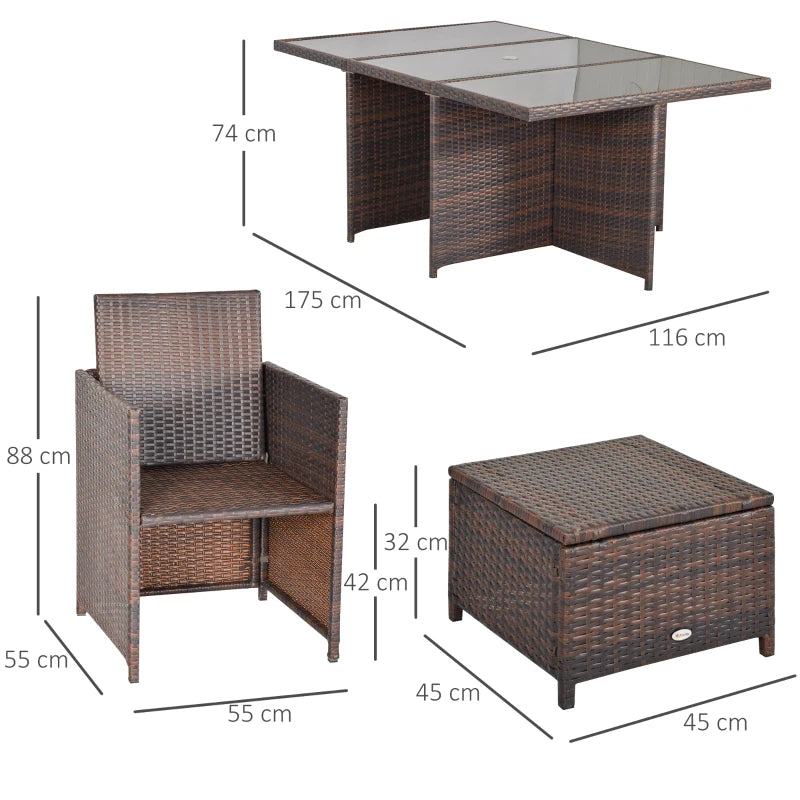 Mixed Brown 10 Seater Cubed Rattan Dining Set