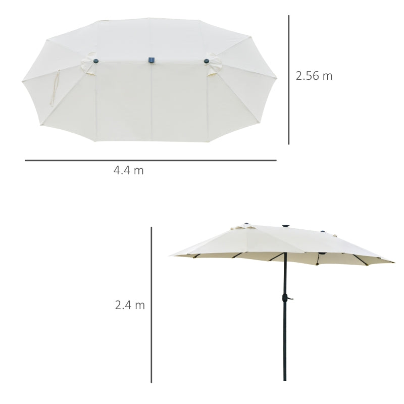 Cream White Double-Sided Sun Umbrella With LED Lights