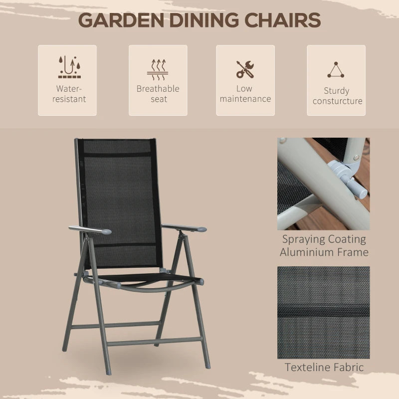 6 Seater Outdoor Aluminium Dining Ensemble - Foldable Chairs