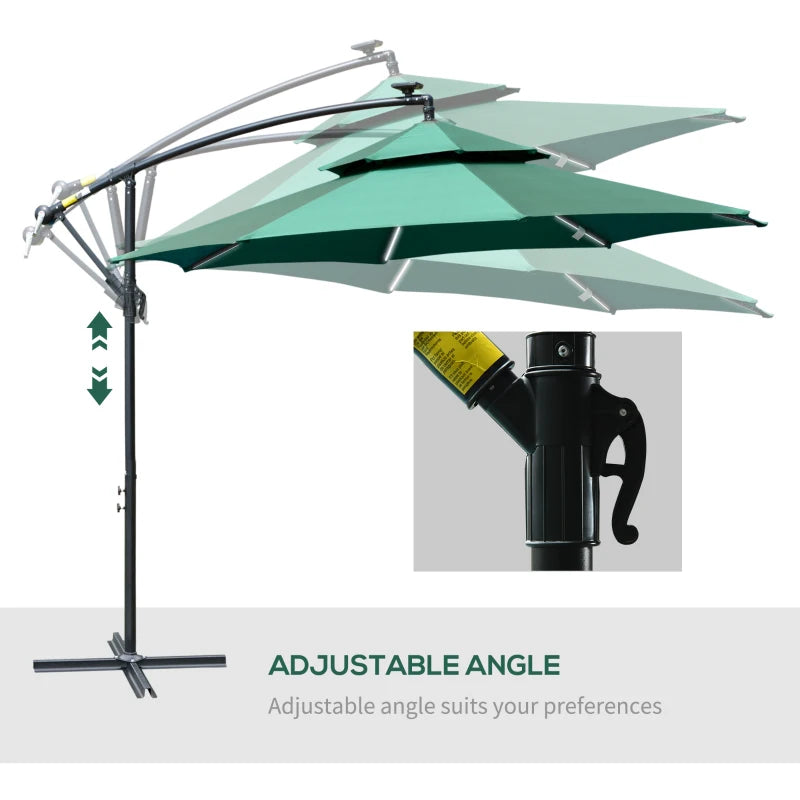 Green 2.3H x 3m Hanging Umbrella with Double Roof