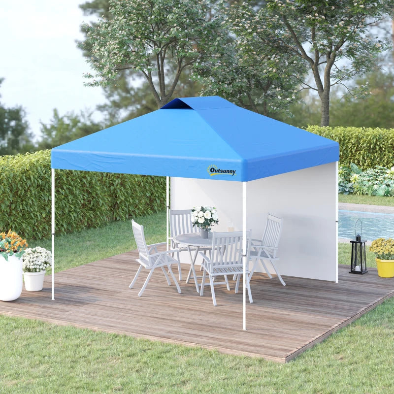 Blue 3m x 3m Pop Up Gazebo with 1 Side and Roller Bag - Height Adjustable