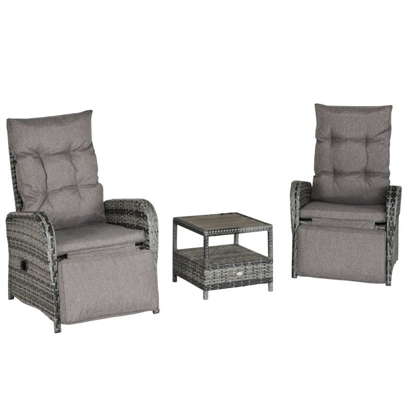 2 Seater Rattan Chaise Lounge Sofa Set w/ Cushion