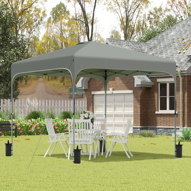 3m x 3m Dark Grey Pop Up Gazebo with Wheels and 4 Leg Weight Bags - Height Adjustable